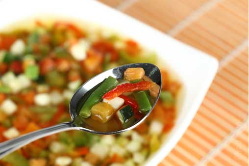 spoonful of veggie soup - mindful eating