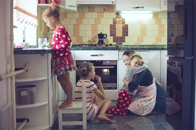 Family in Kitchen - Living Simply at Home