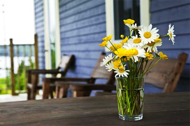 Flowers on porch - Living Simply at Home